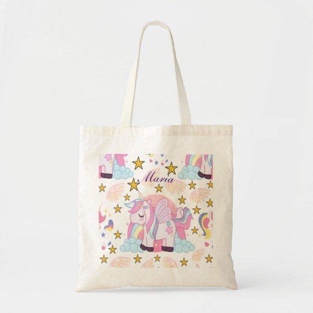 Cute Unicorn Rainbow Magical Personalised  Tote Bag (Front)