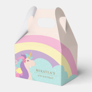 Cute Unicorn Rainbow Pastel Gable Favour Box