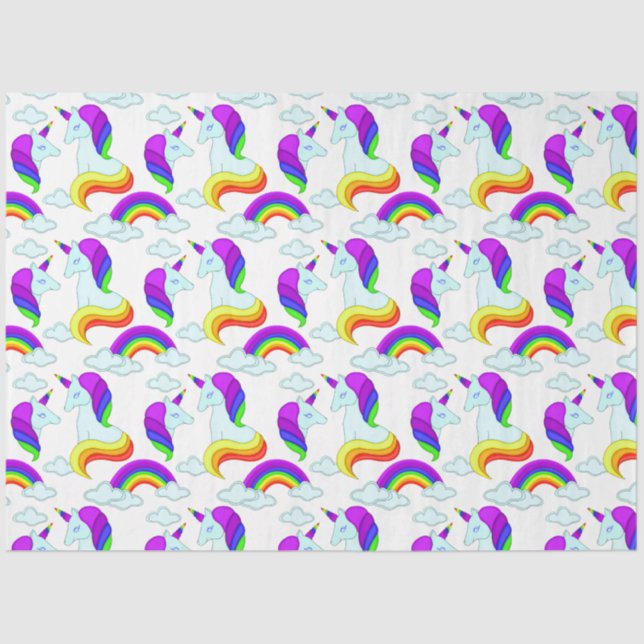 Cute Unicorn Rainbow Pattern Kids Room decoupage  Tissue Paper (Front)