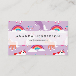 Cute Unicorn Rainbow Purple Business Card