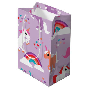 Cute Unicorn Rainbow Purple Medium Gift Bag