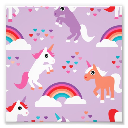 Cute Unicorn Rainbow Purple Photo Print | Zazzle.co.uk