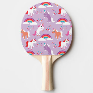 Cute Unicorn Rainbow Purple Ping Pong Paddle