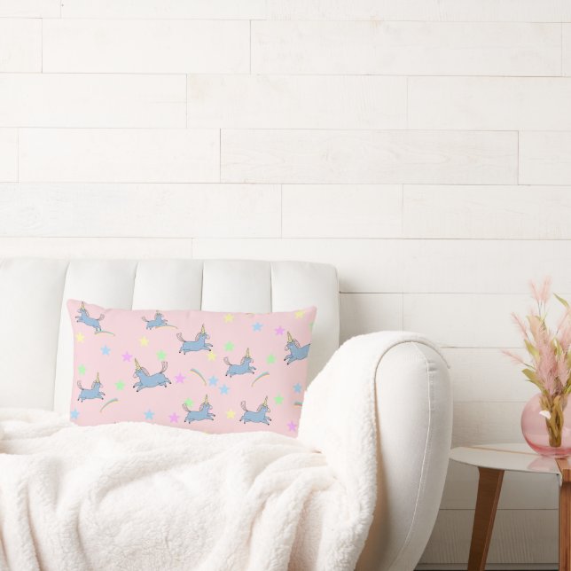 Cute Unicorn rainbow stars seamless pattern Lumbar Cushion (Couch)
