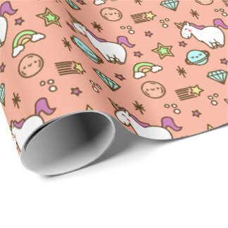 Cute Unicorn & Rainbow Wrapping Paper | Pastel 