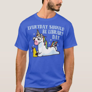 Cute Unicorn Reading Book Librarian Lover Library  T-Shirt