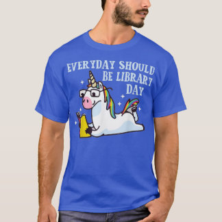 Cute Unicorn Reading Book Librarian Lover Library  T-Shirt