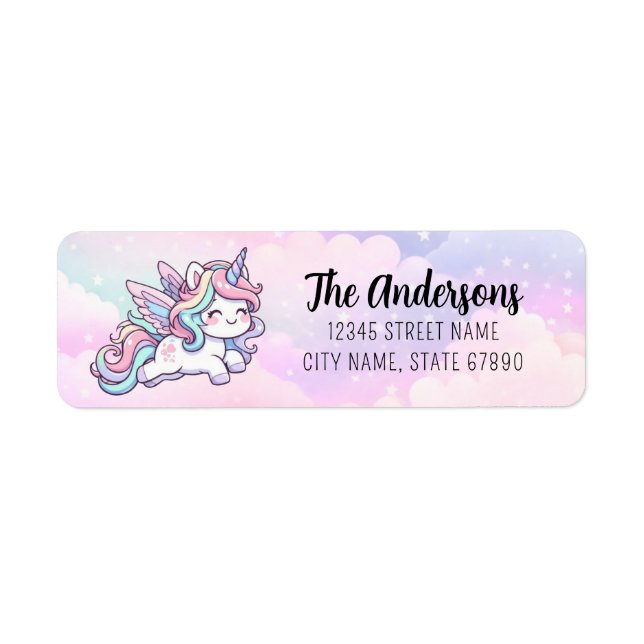 Cute Unicorn Return Address Labels (Front)