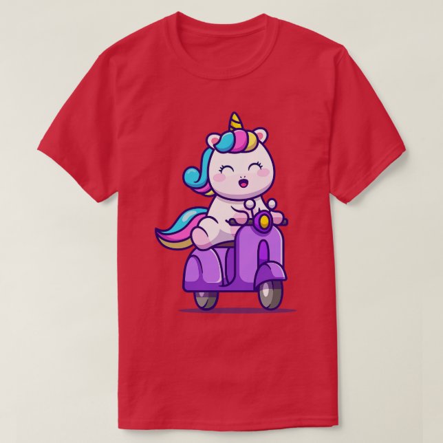 Cute Unicorn Riding Scooter  T-Shirt (Design Front)
