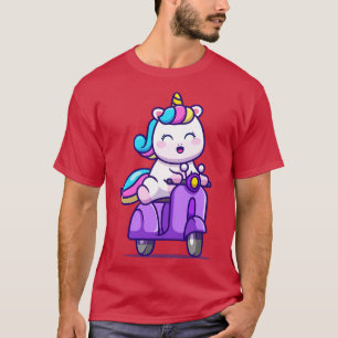 Cute Unicorn Riding Scooter  T-Shirt