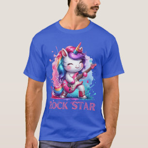 Cute Unicorn Rock Star Guitar Rockin Music Singer T-Shirt