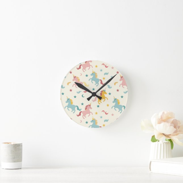 Cute Unicorn  Round Clock (Home)