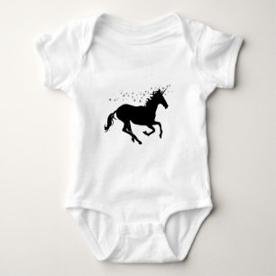 Cute Unicorn Running and Stars Baby Bodysuit
