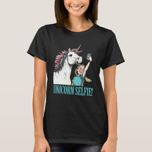 Cute Unicorn Selfie Magical Horned Horse Girl Grou T-Shirt