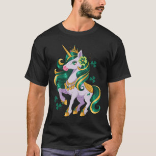 Cute Unicorn Shamrock Girls Kids St Patricks Day L T-Shirt