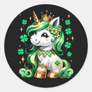 Cute Unicorn Shamrock St Patricks Day  Classic Round Sticker
