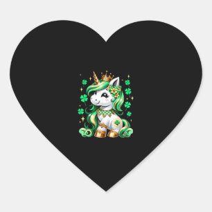 Cute Unicorn Shamrock St Patricks Day Girls Kids L Heart Sticker