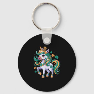 Cute Unicorn Shamrock St Patricks Day Girls Kids L Key Ring