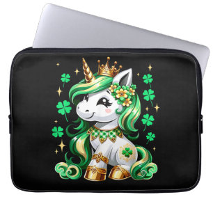Cute Unicorn Shamrock St Patricks Day  Laptop Sleeve