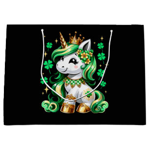 Cute Unicorn Shamrock St Patricks Day Large Gift Bag