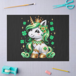 Cute Unicorn Shamrock St Patricks Day Tissue Paper