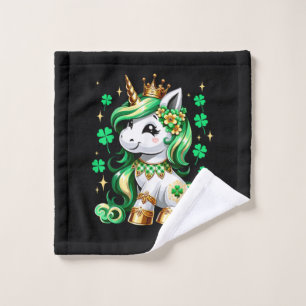 Cute Unicorn Shamrock St Patricks Day Wash Cloth