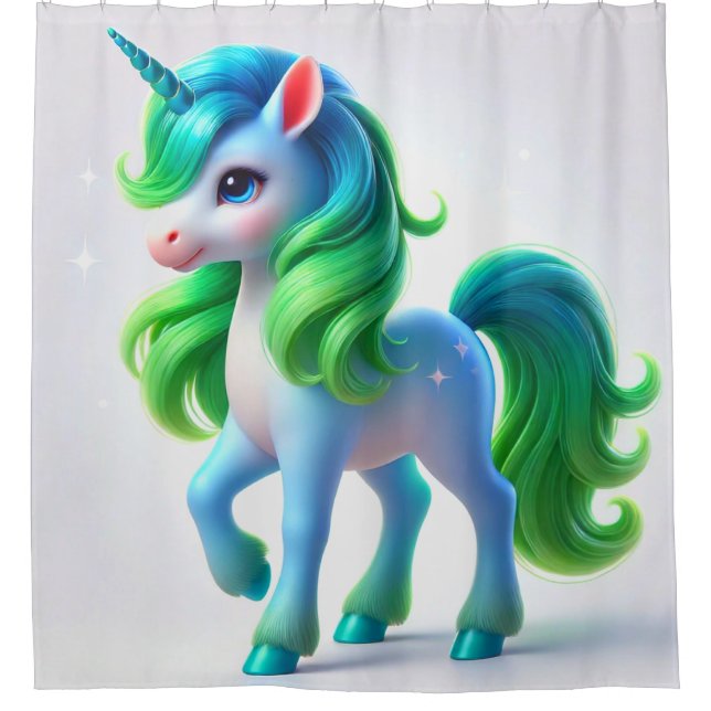 Cute Unicorn Shower Curtain (Front)