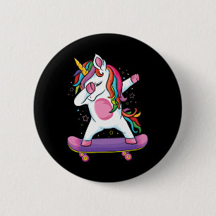 Cute Unicorn Skating Skater Gifts Dabbing Unicorn 6 Cm Round Badge