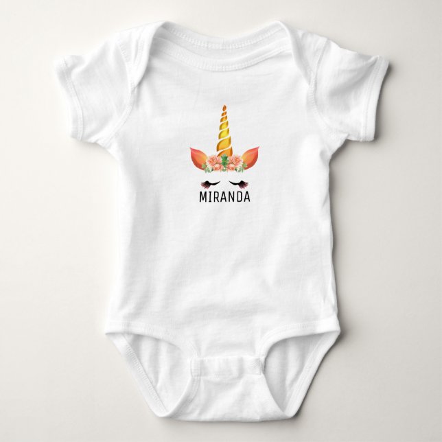 Cute Unicorn Sleeping Baby Bodysuit (Front)