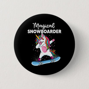 Cute Unicorn Snowboarding Skiing Dabbing Unicorn S 6 Cm Round Badge
