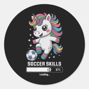 Cute Unicorn Soccer Skills Loading Score Mum Mama Classic Round Sticker