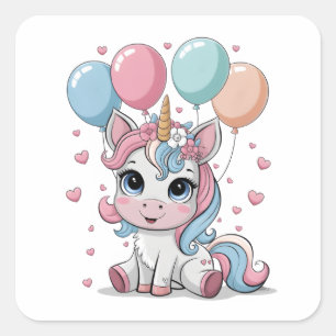 Cute unicorn square sticker