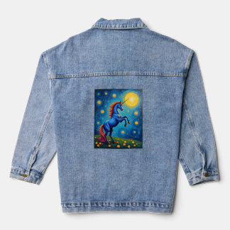 Cute Unicorn Starry Night (1) Denim Jacket