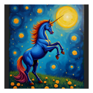 Cute Unicorn Starry Night (1) Poster