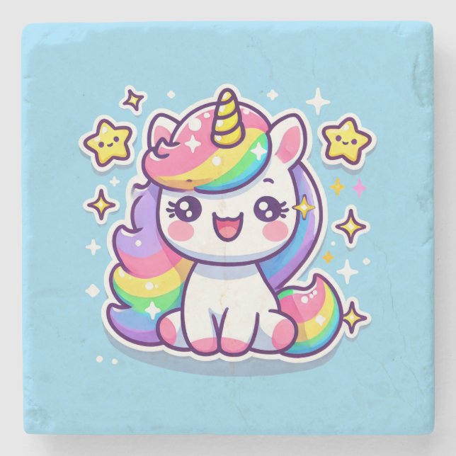Cute Unicorn Stone Coaster (Front)