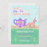 Cute Unicorn Tea Party Baby Shower Invitation