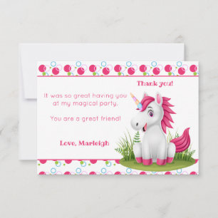 Cute Unicorn Thank You card with Polka Dots