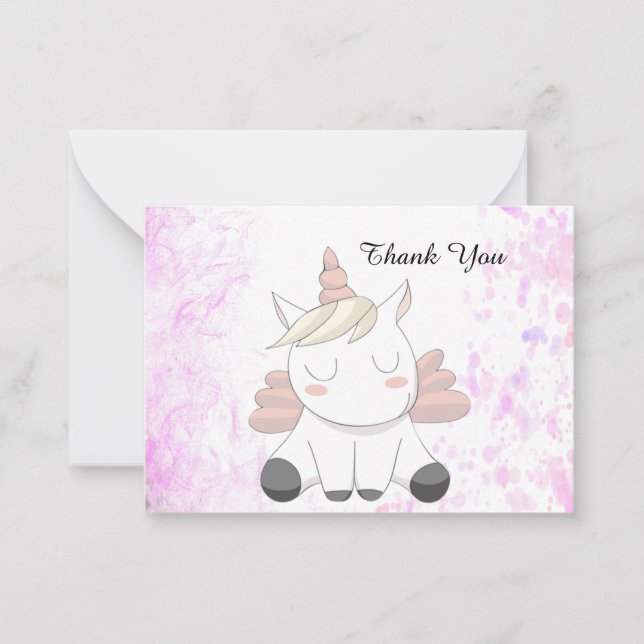 Cute Unicorn Thank You Cards (Front)