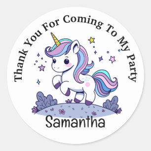 Cute Unicorn Thank You Custom  Classic Round Sticker