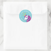 Cute unicorn thank you for coming to my party classic round sticker (Bag)