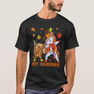 Cute Unicorn Thanksgiving For Girl Pilgrim Hat Tu T-Shirt