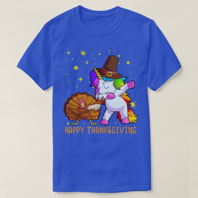Cute Unicorn Thanksgiving  For Girls Pilgrim Hat T T-Shirt (Design Front)