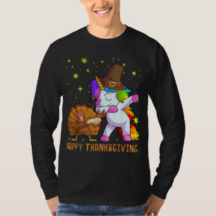 Cute Unicorn Thanksgiving For Girls Pilgrim Hat Tu T-Shirt