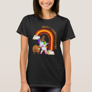 Cute Unicorn Thanksgiving Girls Pilgrim Hat Turkey T-Shirt