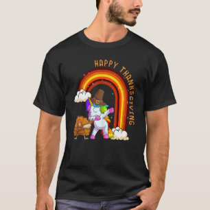 Cute Unicorn Thanksgiving Girls Pilgrim Hat Turkey T-Shirt