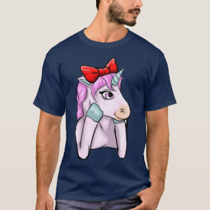Cute Unicorn Think About Life Hair Bow Women Girls T-Shirt