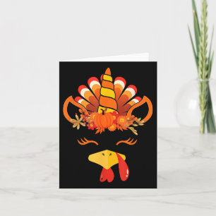 Cute Unicorn Turkey Face Girl Autumn Fall Funny Th Card
