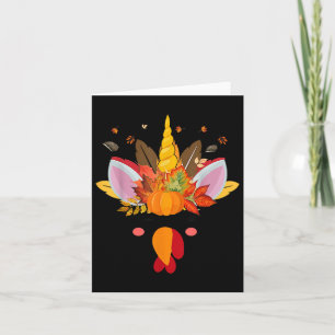 Cute Unicorn Turkey Face Girl Autumn Fall Funny Th Card