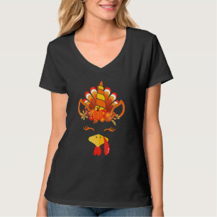 Cute Unicorn Turkey Face Thanksgiving Costume Girl T-Shirt
