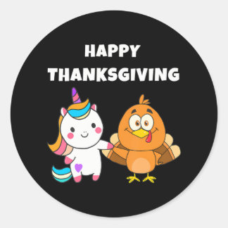 Cute Unicorn Turkey Thanksgiving s Classic Round Sticker